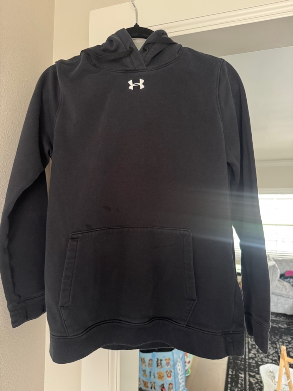 Under Armour Black Pullover Hoodie with White Logo